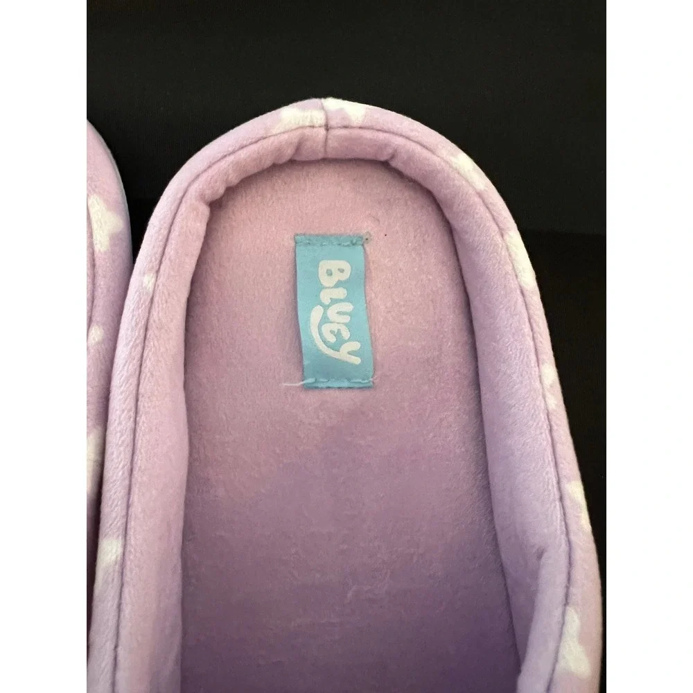 Ground Up Bluey Purple Star Plush Scuff Slippers Kids Size 9-10 Bandit Bingo